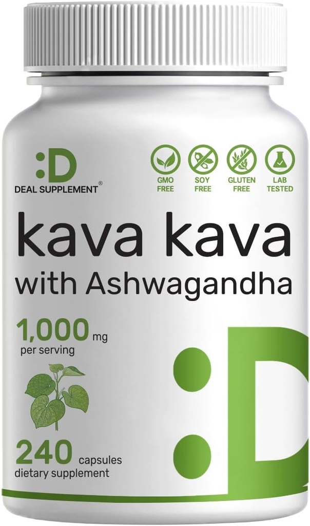 Deal Supliment Kava Kava Supliment 750 mg per servire, 240 capsule, 4 luni de aprovizionare 