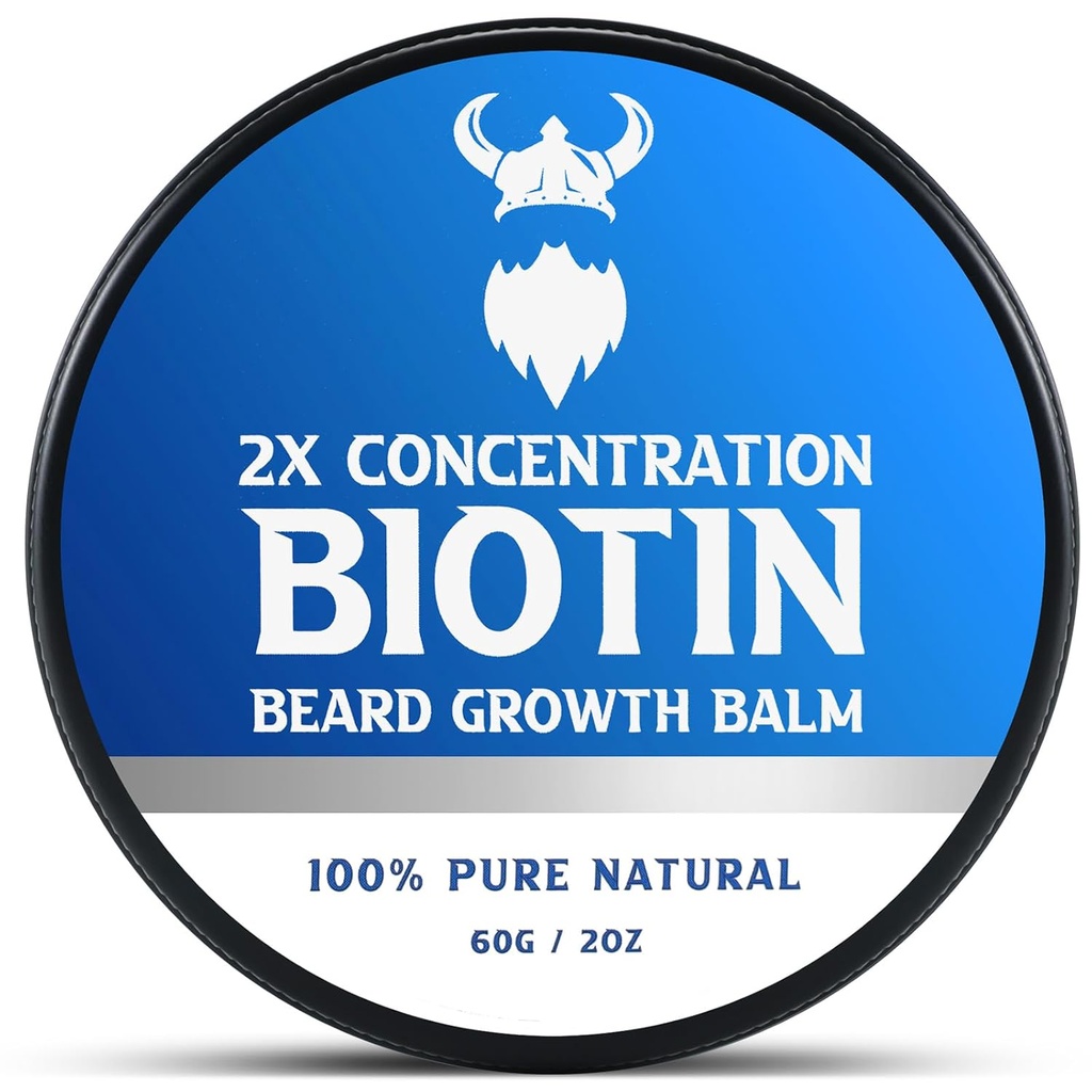 Balsam de barbă Biotin pentru bărbați și ceară de barbă condiționat - Made with Castor Oil Ingrediente naturale și organice - Hydrates & Thickens facial Hair Growth- 2 Once Tin