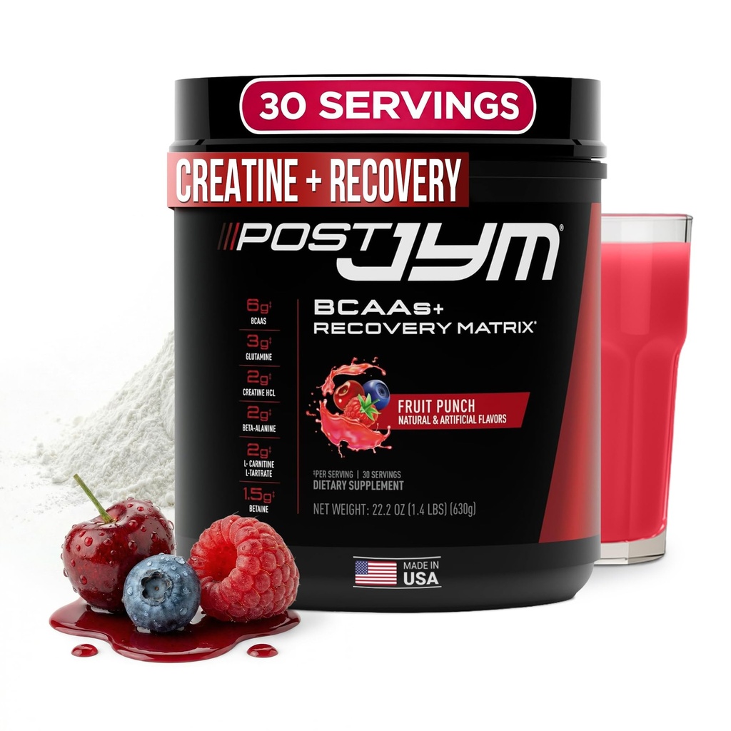 Post JYM Active Matrix - Post-Workout cu BCAA's, Glutamina, Creatine HCL, Beta-Alanină, și mai mult JYM Suplimentul Stiinta Punch de fructe, 30 Serviri