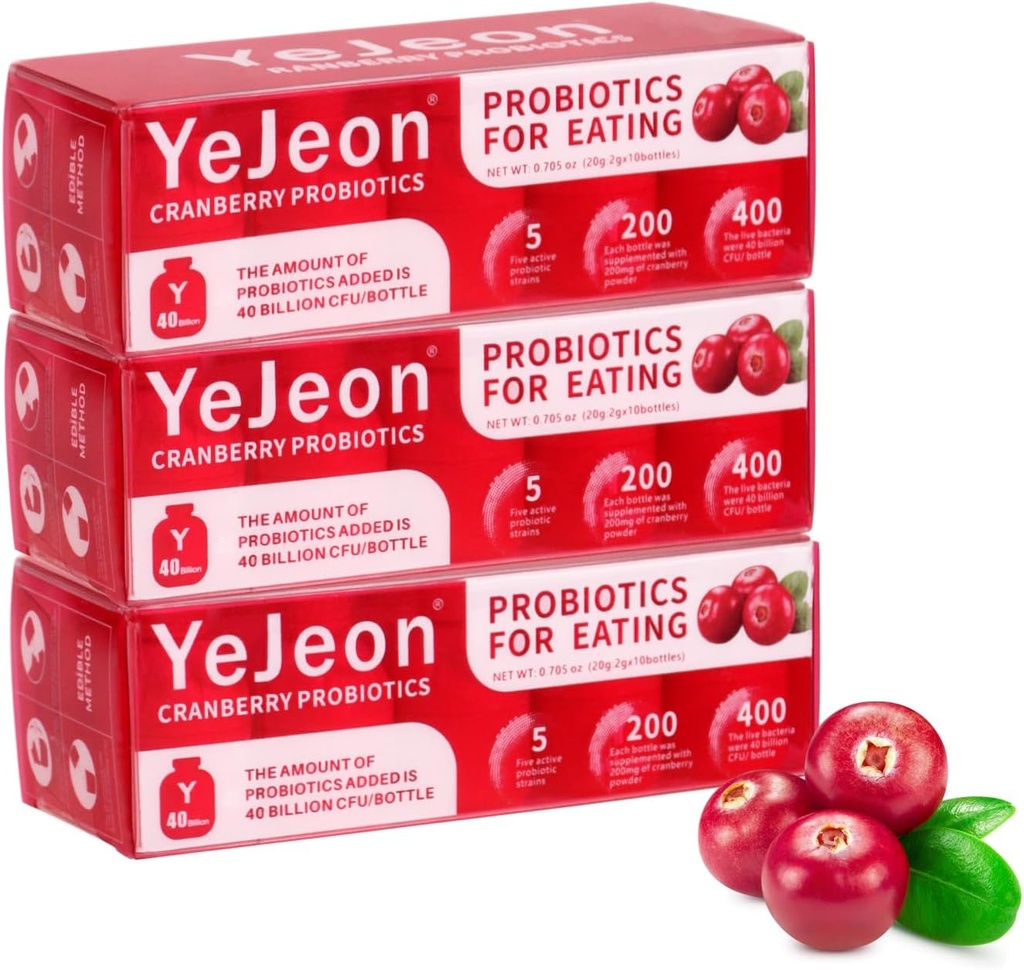 YeJeon Cranberry Probiotice pentru femei - PH Echilibru, Digestive, UT, & Feminine Health - 40 Miliarde de CFU - 5 Unique Femeilor - Probiotic organic pentru femei Vaginale de sănătate-3 Packs