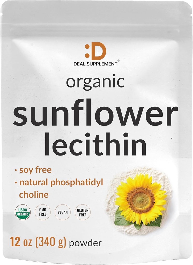 Pudră organică de floarea-soarelui Lecitină, 12 oz 