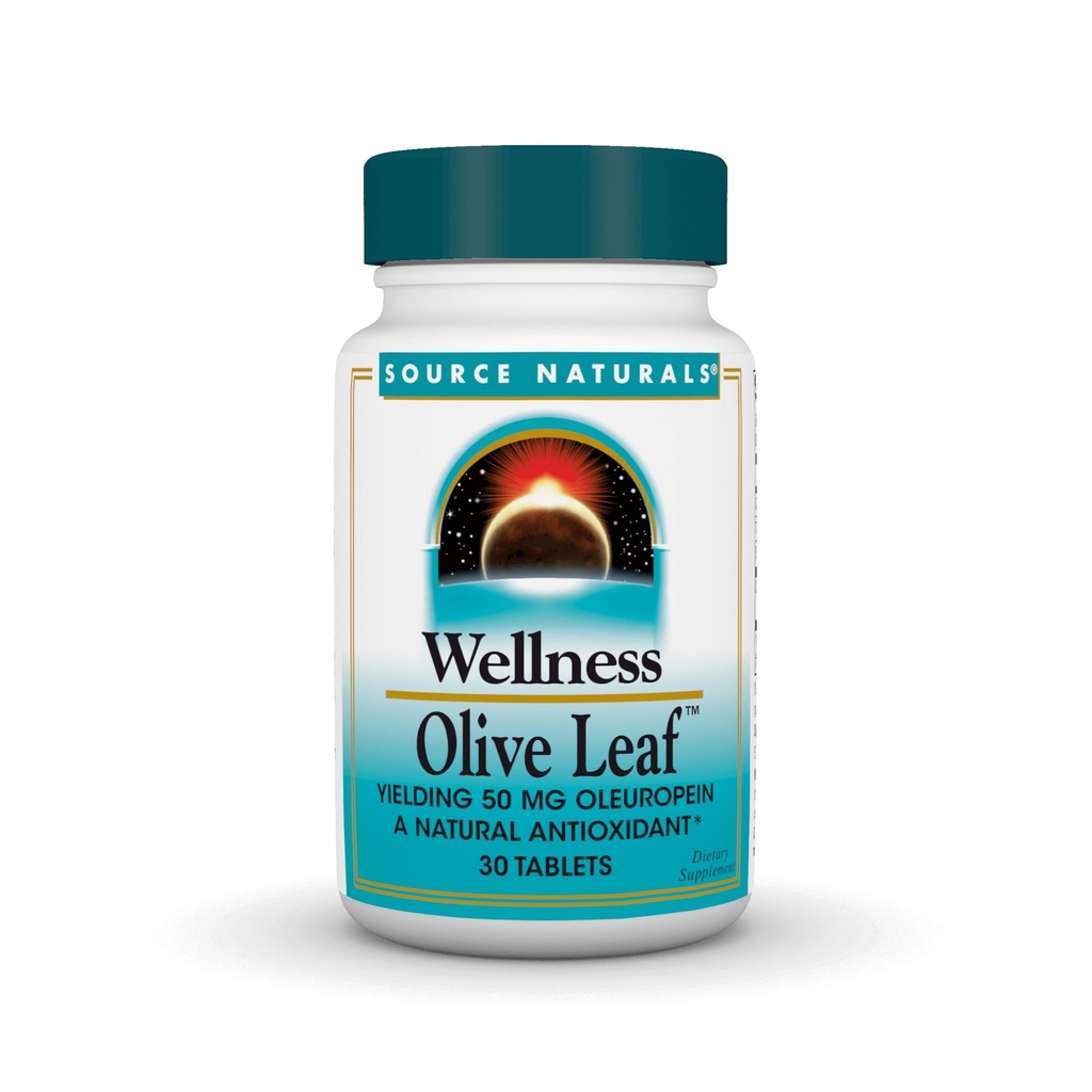 Sursa Naturals Wellness Olive Leaf - Yielding 100 mg Oleuropein un Antioxidant natural * - 30 comprimate