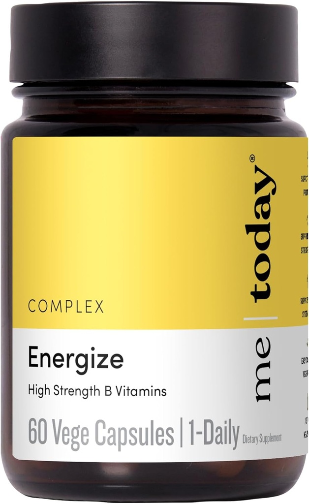 mine astăzi Energise Supliment Super B Vitamina B Complex pentru bărbați și femei - B6, B12 cu vitamina C, Zinc, Ashwagandha și Siberian Ginseng - Energie și sprijin imunitar - Vegan, 60 Serviri