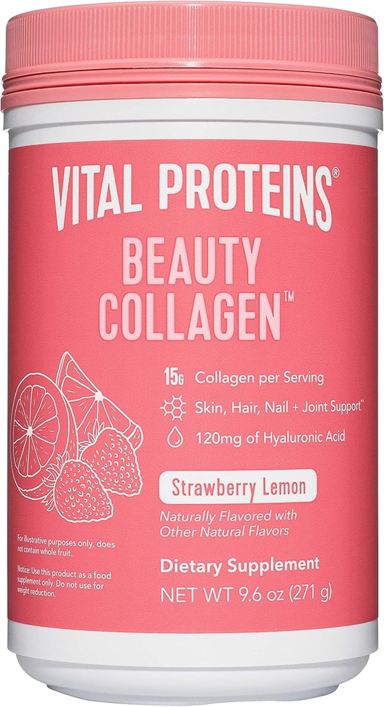 Proteine vitale Frumusețe Colagen (Lămâie de soc, Canister) - 120 mg de acid hialuronic și 15 g de Colagen Per Serving