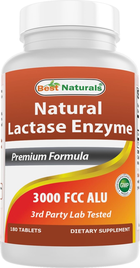 Cel mai bun Naturals Rapid Acting Lactase Enzim Tablet, 3000 Fcc Alu, 180 Count (859375090900)