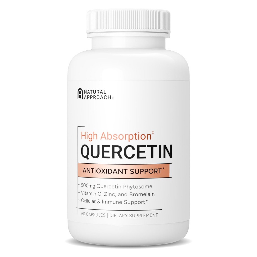 Inalta absorbtie Querbetin cu Bromelain, Vitamina C si Zinc - 500 mg Querbetin Fitozom - 50x Mai mult Absorbtie - Suporturi Functie imuna & Sanatate Cellulara - SUA Producute Supliment - 60 Capsule
