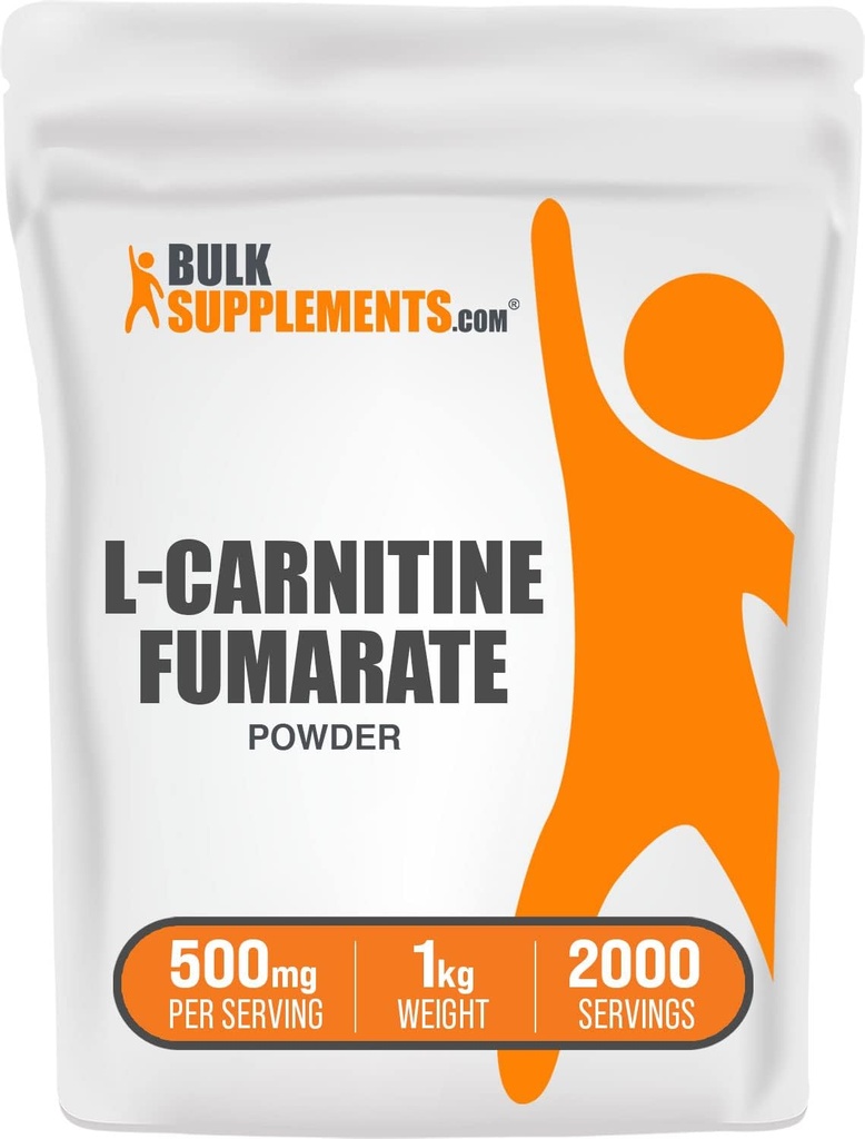BulkSupplements.com L-Carnitine Fumarate pulbere - Carnitina Supliment, Sports Nutrition, L-Carnitina 500mg - Gluten gratuit, 500mg pe servire, Gluten gratuit, 1kg (2.2 lbs) (Pachet de 1)