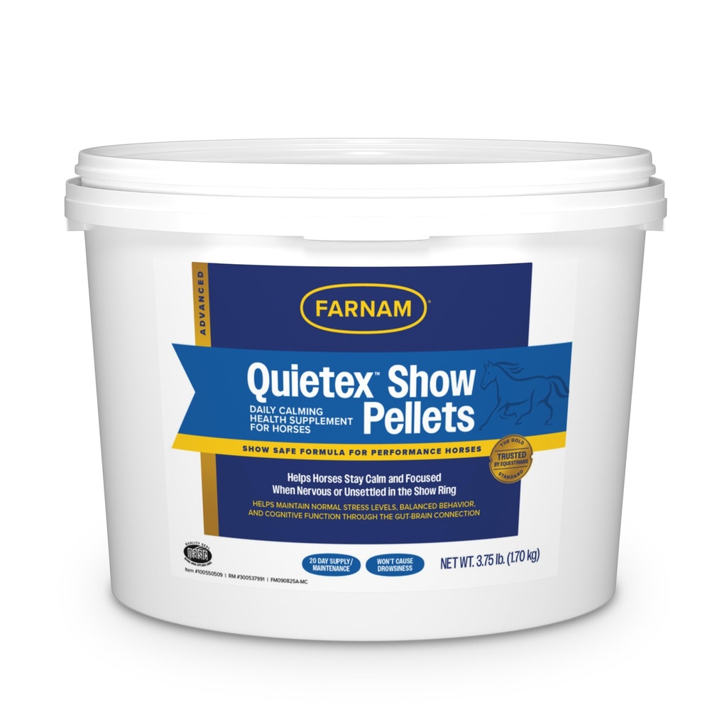 Farnam Quietex Show Pellets, ajuta la mentinerea cailor calmi si relaxati care devin nervosi in show Ring 3.75 lbs.