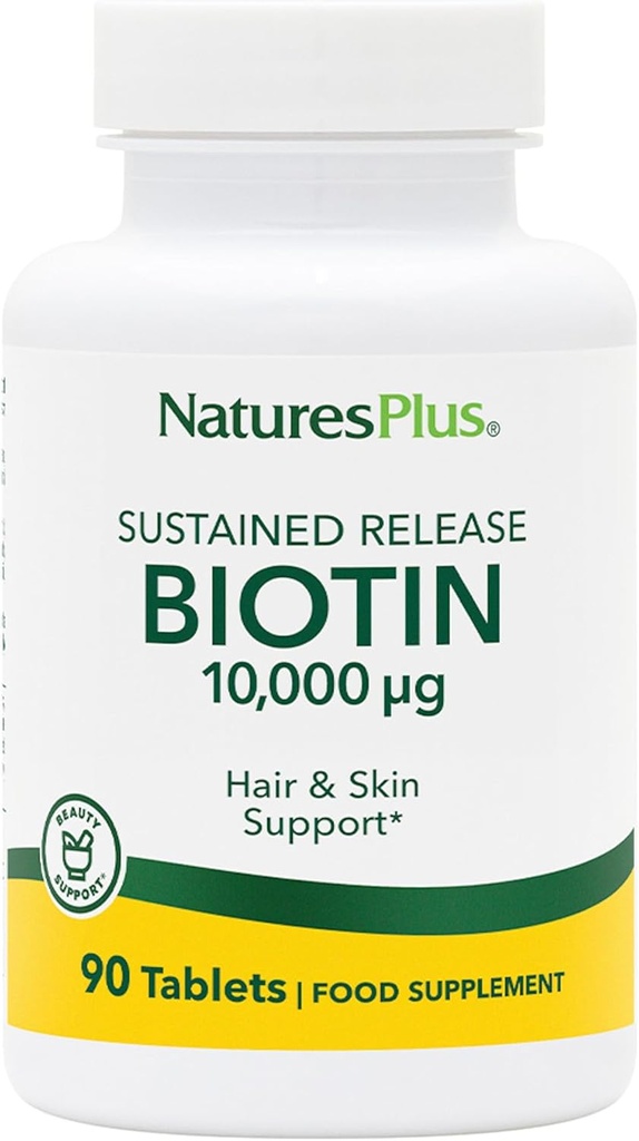 NaturesPlus Biotin, Sustained Release - 90 Tablets - Vegetarian, Gluten Free - 90 Servings