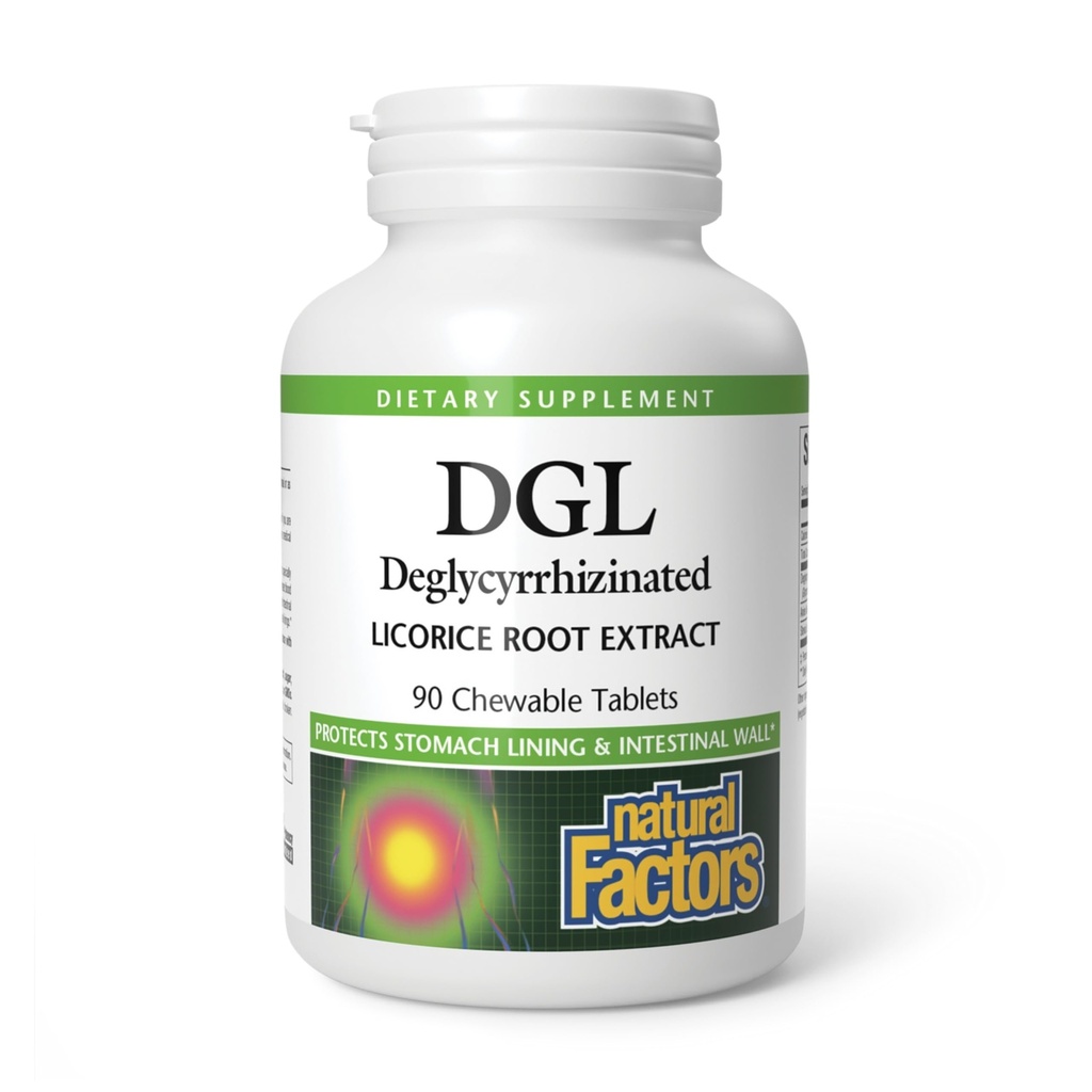 Factori naturali DGL Chewable - Supliment de suport digestiv cu extract de rădăcină de lemn dulce - Tablete masticabile suport Stomac Lining & Health - non-GMO & Gluten-Free - 90 comprimate masticabile (90 Servings)