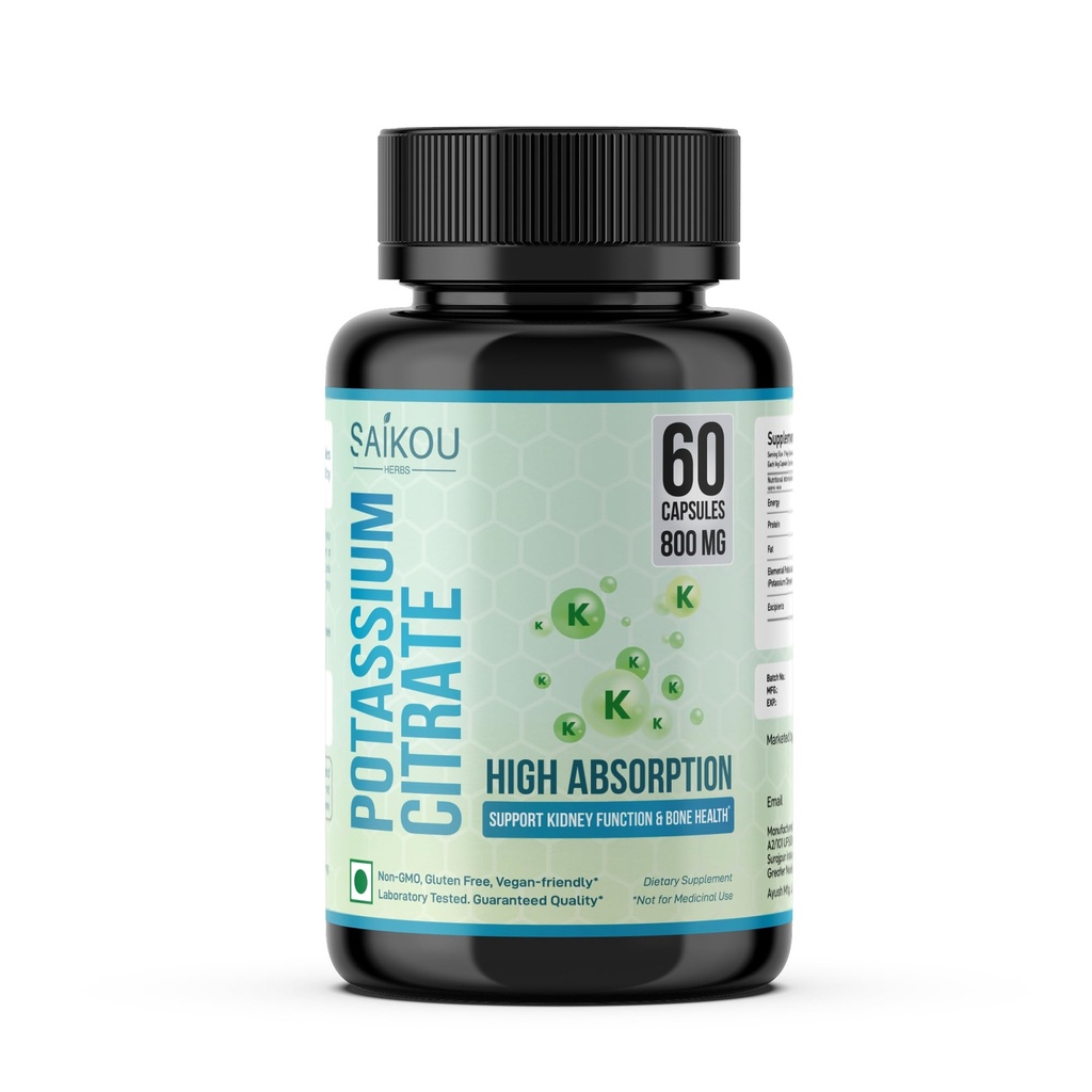 Citrat de potasiu 800 mg supliment de mare absorbţie Potasiu - 60 Servirea susţine echilibrul electrolitic - Pur şi Potent