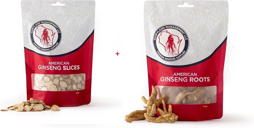 Dairyland American Ginseng Slices and Roots - 4 oz Pack Fiecare dintre Wisconsin Ginseng 