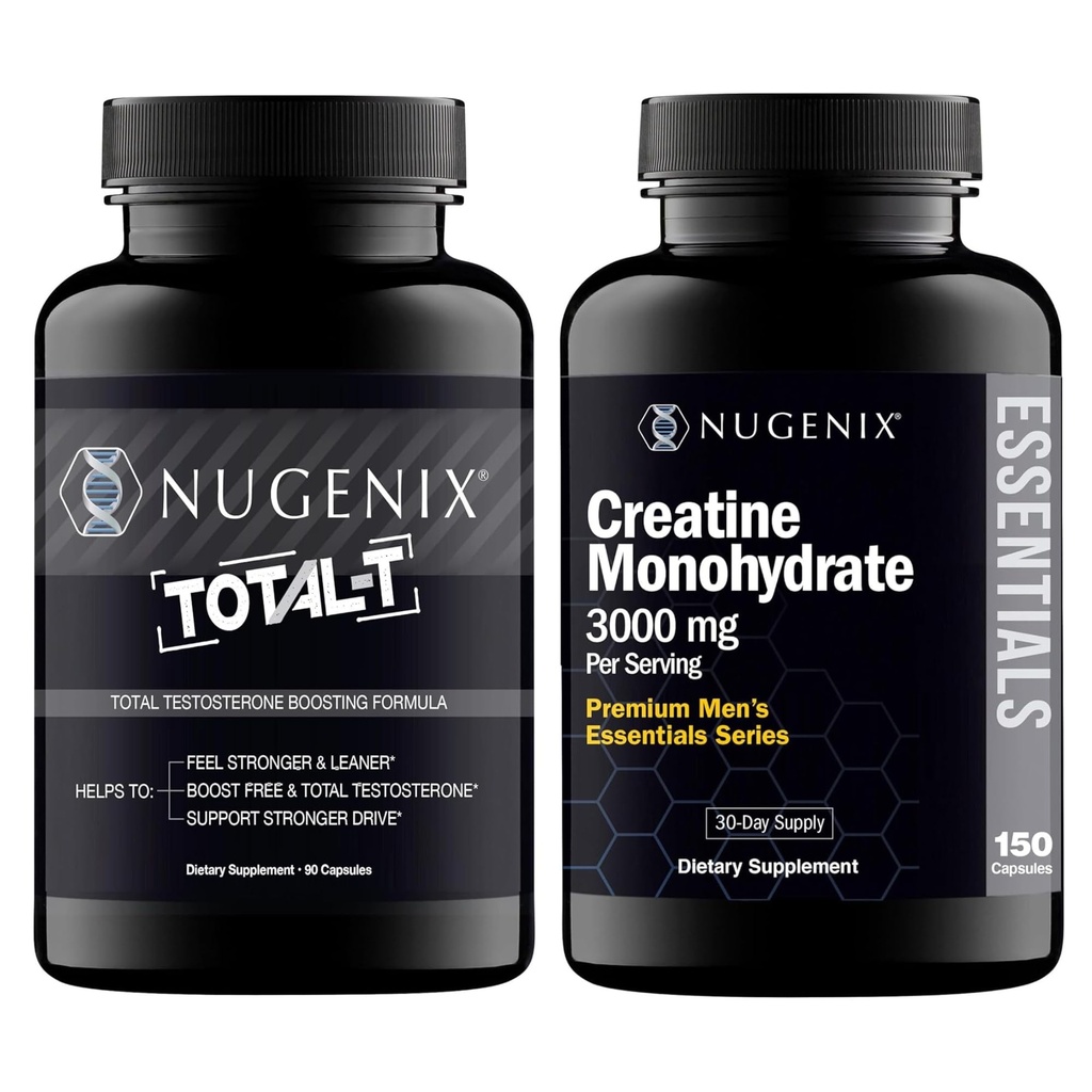 Nugenix Essentials Creatin Monohidrat și Total-T Testosteron Booster pentru bărbați