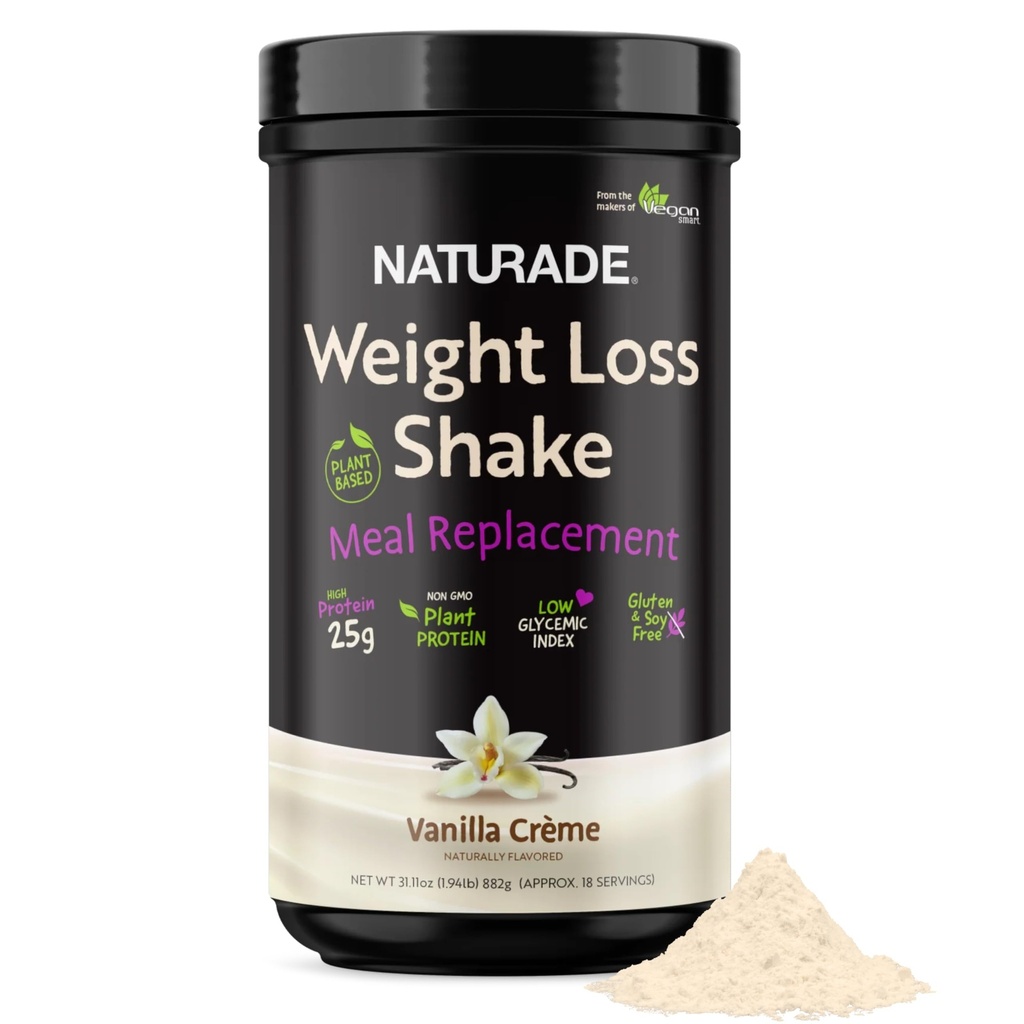 Naturade pierdere în greutate Shake Meal Înlocuire, 18 Serviri - 25g Proteina pe bază de plante, CLA, Fibră & 18 Vitamine și Minerale concepute pentru a Curb Cravings și Boost Daily Nutrition - Vanilla Creme