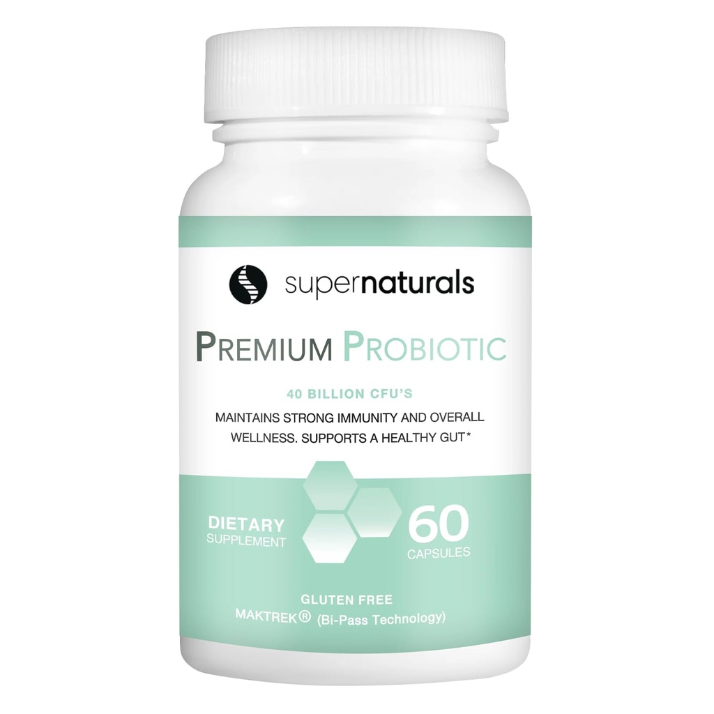 Probiotice Premium, 40 miliarde CFU Probiotice pentru sanatate digestiva, Made with MAKTrek Bipass Technology, Women & Mens Probiotics for Gut Health, 60 Capsule Probiotice