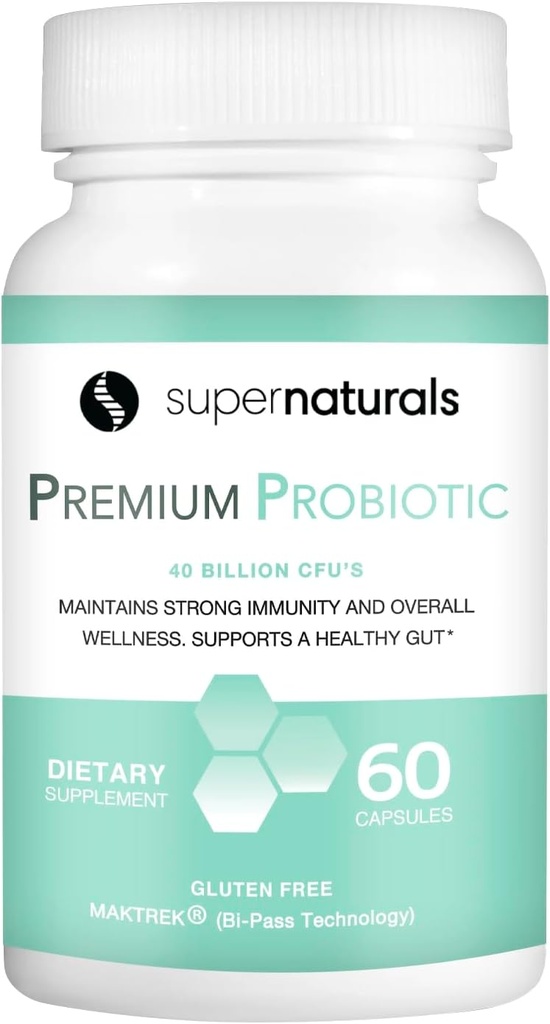 Probiotice Premium, 40 miliarde CFU Probiotice pentru sanatate digestiva, Made with MAKTrek Bipass Technology, Women & Mens Probiotics for Gut Health, 60 Capsule Probiotice