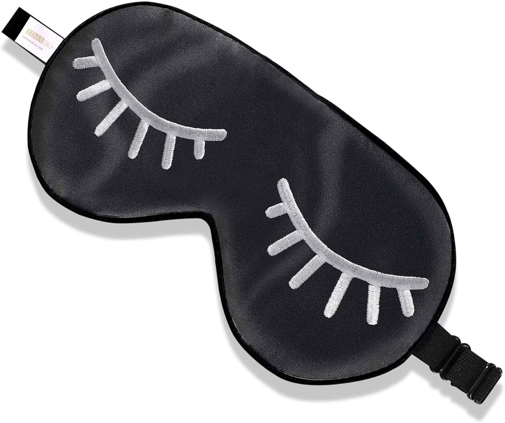 ZIMASILK 100% Silk Natural Silk Sleep Mask,Adjustable Super-Smooth Soft Eye Mask for Sleep with Bag (Eylashes)