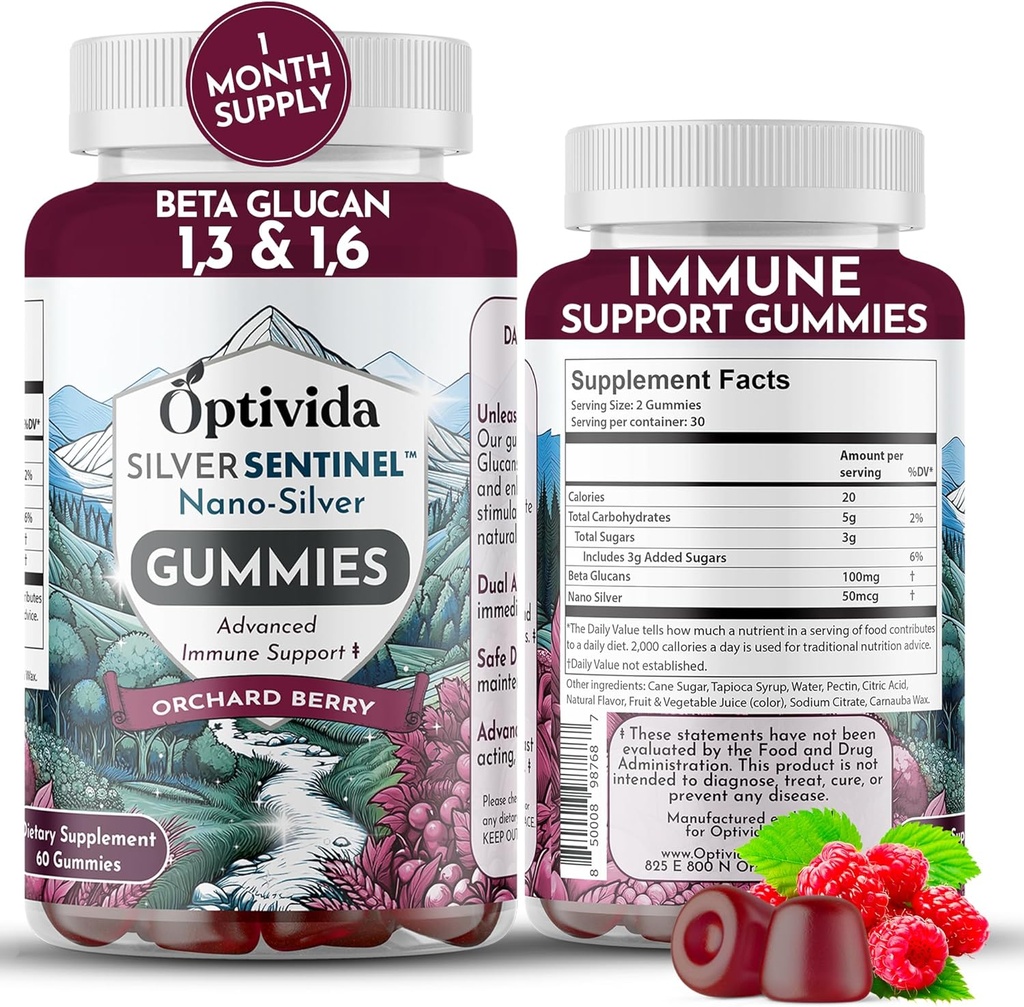 Optivida Nano Silver Immune Support Gummies (60 Count) 