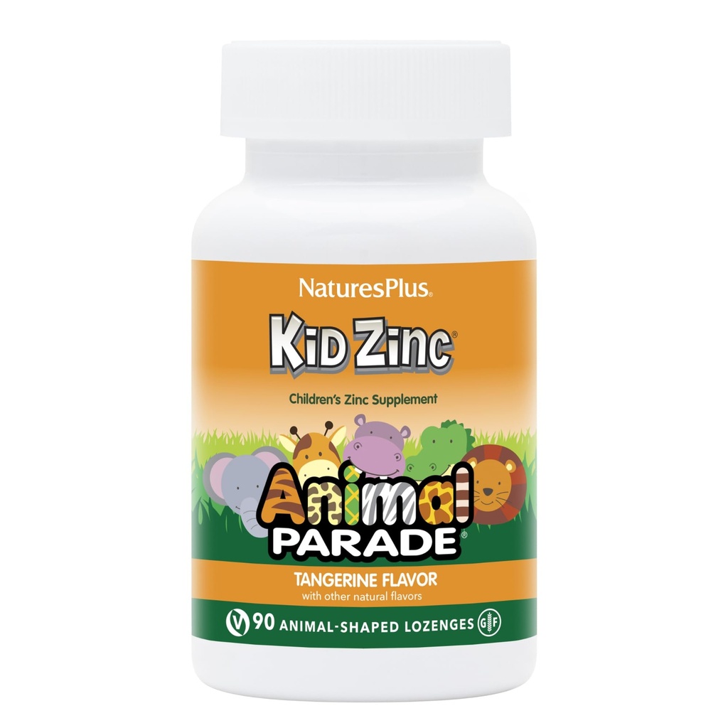 NaturasPlus Animal Parade KidZinc, Tangerine Aromă - 90 Animal-Shaped Lozenges - Organic Chelated Zinc - Vegan, Gluten gratuit - 90 Serviri