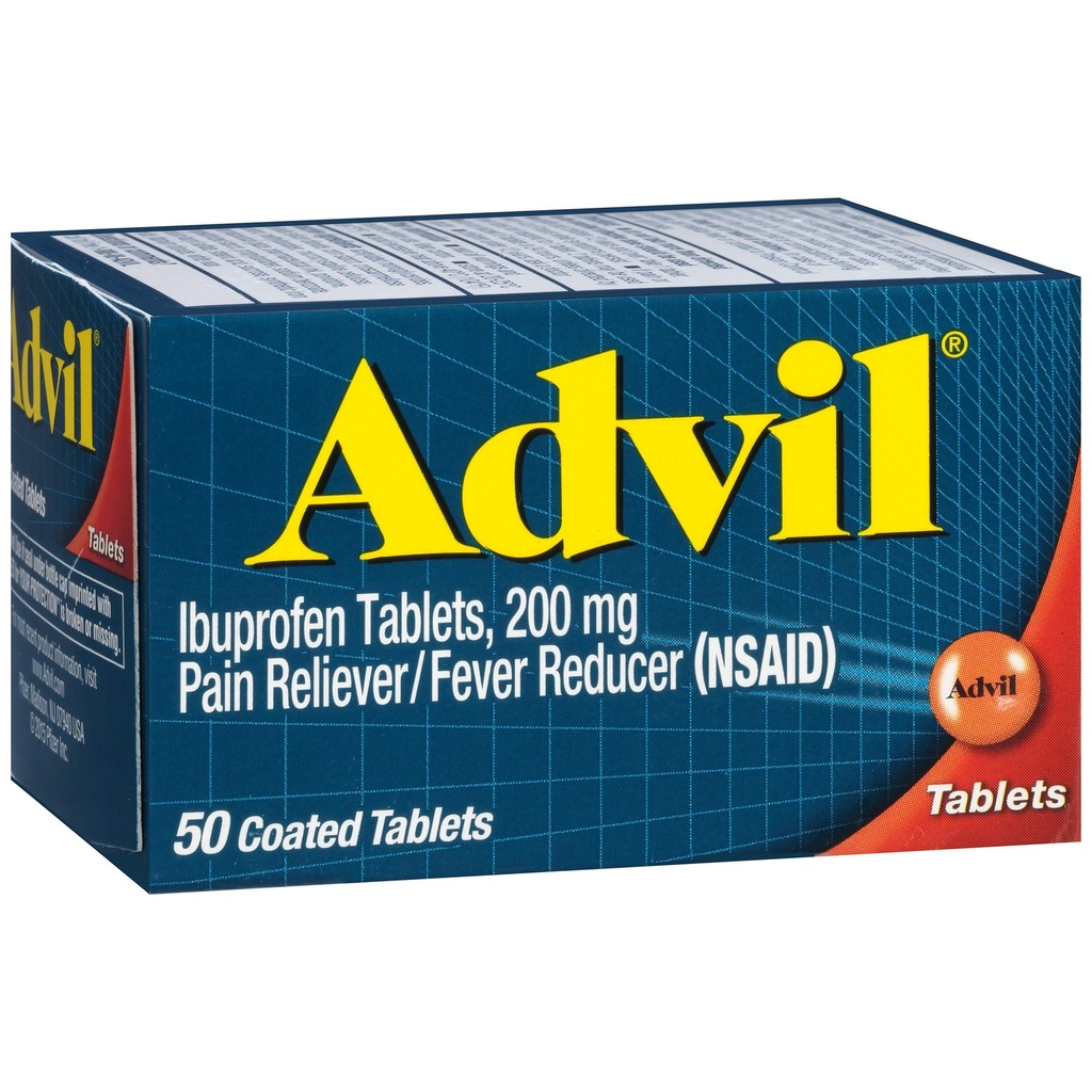 Advil Pain Reliever și Reductor de febră, Ibuprofen 200 mg pentru ameliorarea durerii - 50 comprimate filmate