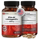 DailyNutra KSM-66 Ashwagandha 600mg extract de rădăcină organică - supliment de mare potenta cu 5% Witanolide 