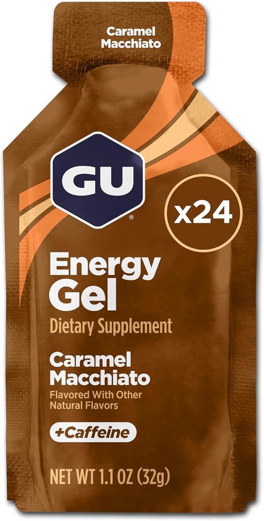 GU Energie Original Sports Nutrition Energy Gel, Caramel Macchiato, 24 Conte Box
