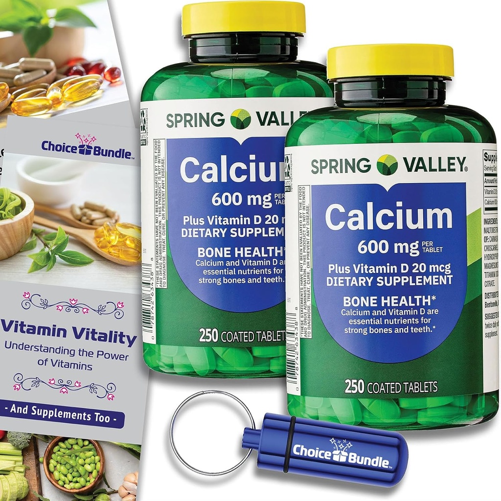 Alegerea Bundle Spring Valley Calciu Plus Vitamina D Tablete 600 mg 250 Ct 2 pk (500 Total) + 