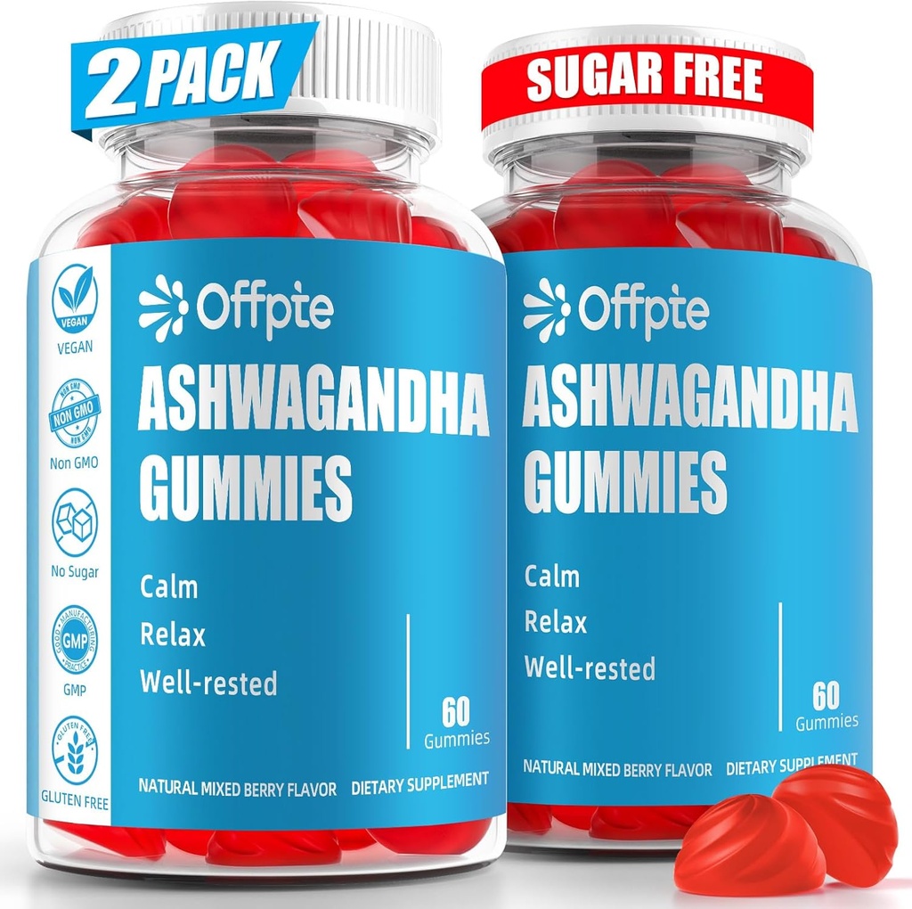 Ashwagandha Gummies Zahăr gratuit pentru femei, Potență mare Ashwagandha Suplimente extract de rădăcină cu L-Theanin GABA Mușețel Turmeric Vitamina D3 B12 pentru adulții de stres Vegan (amestecat Berry)