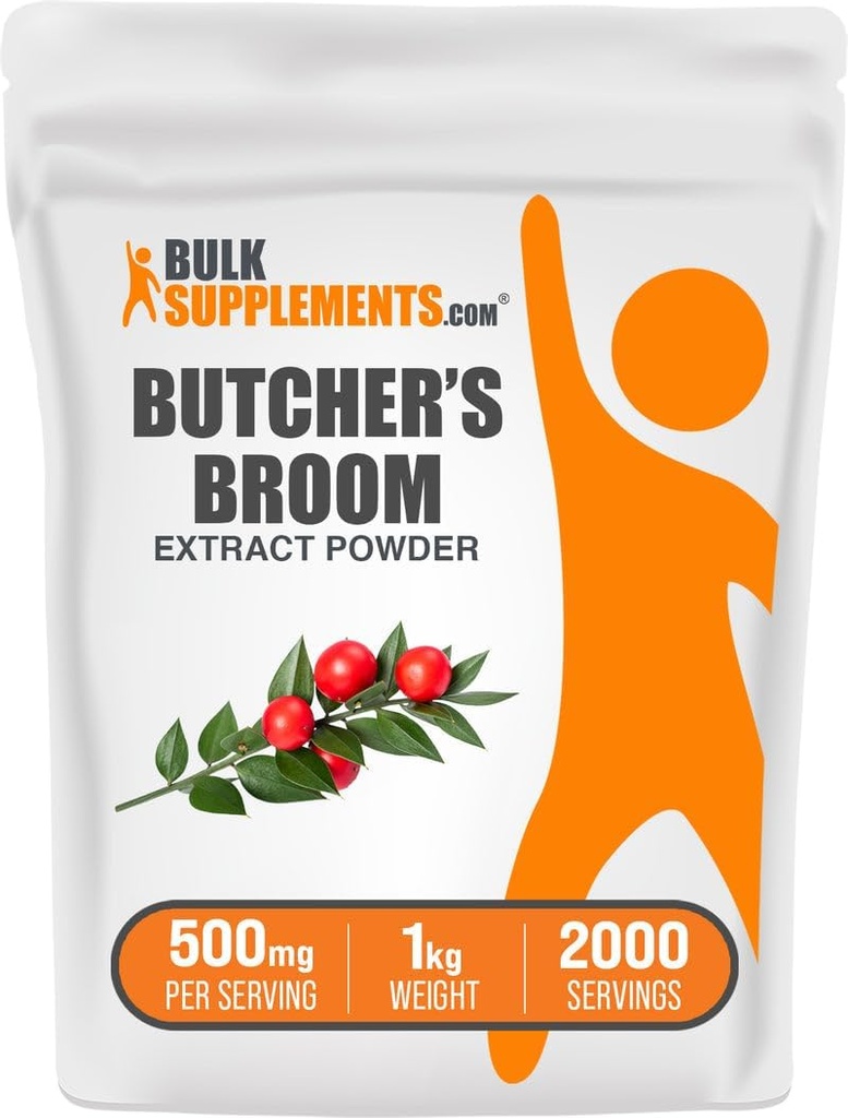 BulkSupplements.com pudra de extract de măcelar - Măcelar, supliment vegetal - Vegan & Gluten gratuit, 500 mg pe servire, 1kg (2,2 lbs) (Pachet de 1)