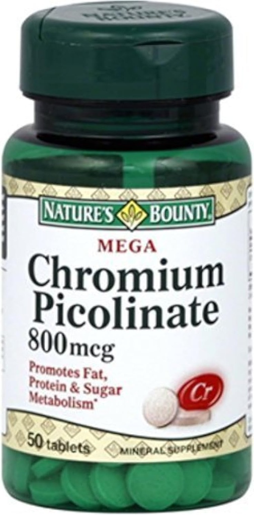 Natura's Bounty Mega Crom Picolinat 800 mcg comprimate 50 ea (Pachet de 2)