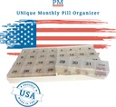 Unic XL lunar Organizator Pilula cu 31 compartimente, 1 pe zi, 4 Săptămâna completă Luna 31 Ziua Organizator Pilula, Include Tava și 8 compartimente extra mari detașabile