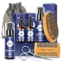 Kit de ingrijire Barbă Set W/Bard Balsam,2 Pachete Ulei de barbă,Beard Wash,Brush,Comb,Scissors,Bag,E-Carte,Cadouri de ziua de nastere Cadouri de vacanță pentru bărbați El tata iubit Soțul