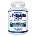 Arazo Nutrition L- Theanine 250 mg (Extra Concentraţie) cu Inositol 100 mg, 120 capsule Vegetarian