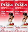 Tylenol Infanterie Suspensie orală, Die-Free, Cherry, 2 Fl. Oz (Pachet de 2)