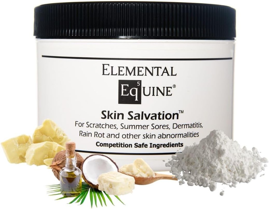 Elemental Equine Skin Salvation 8 oz pentru cai - Combats Scratches, Mud Fever, Summer Sores, Dermatitis, Summer Crud, Cannon Bone Gunk și probleme similare ale pielii la cai