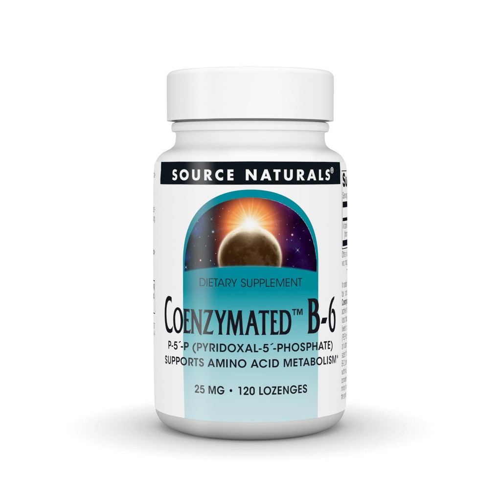 Sursa Naturals Coenzimated B-6, P-5 Pyridoxal-5 Fosfat Rapid-Acționare, Distilare rapidă Vitamina susține Amino Acid Metabolism*, 25 mg - 120 Lozenges