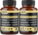2 Pachete 60 Capsule - 8050 mg Ashwagandha Supliment de extractie - 7in1 cu Schinduf, Maca, Turmeric, Rhodiola, Ginger & Black Pepper - Spirit, Imune & Energy Support - 4 luni de aprovizionare