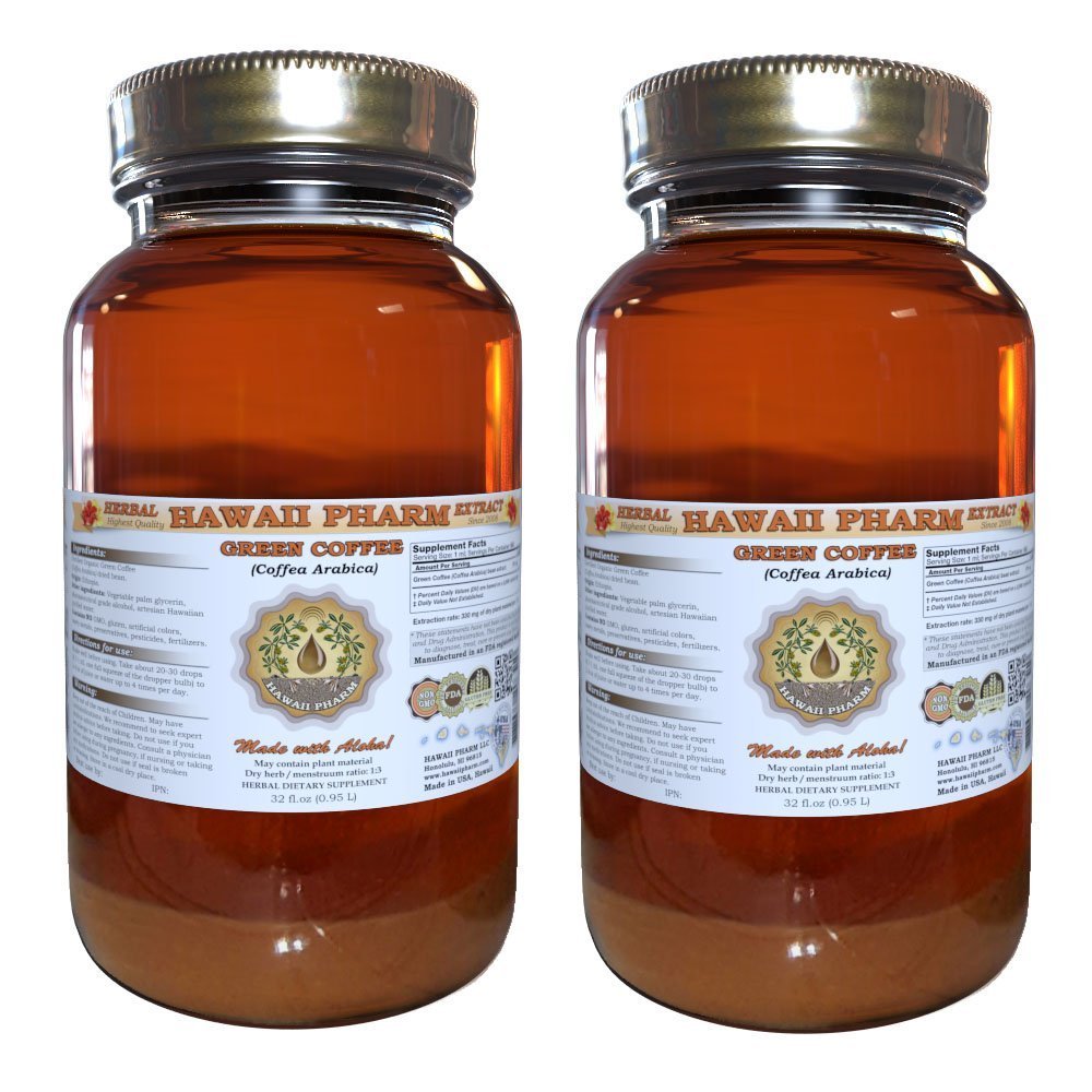 Extract lichid de cafea verde, cafea verde (Coffea Arabica) Pudră de fasole Tinctură Supliment 2x32 oz Nefiltrat