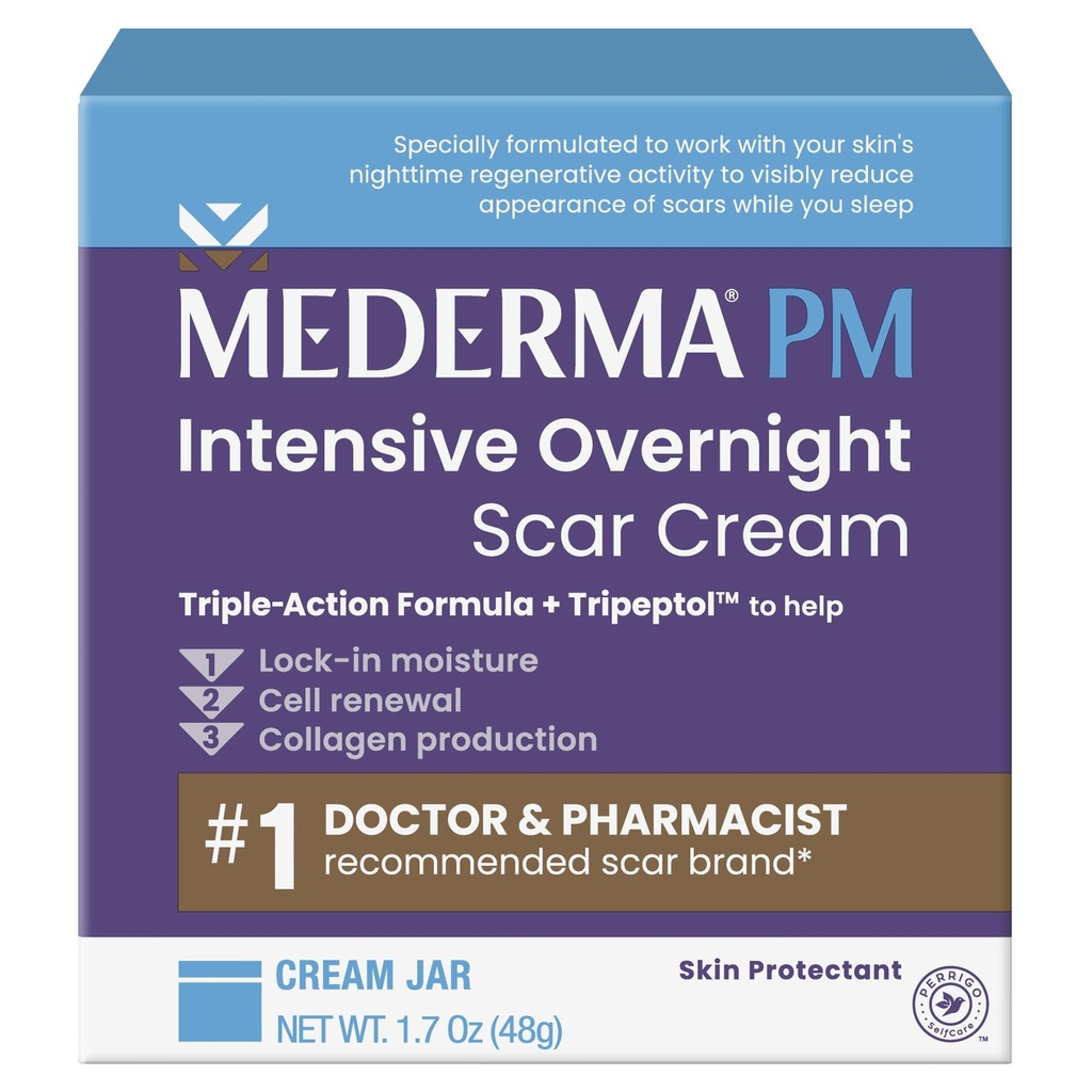 Mederma PM Intensivă Overnight Scar Cream - Tratament cicatrice avansat cu Tripeptol, funcționează în timp ce dormi