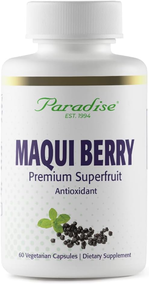Paradise Herbs, Organic Maqui Berry Extract, 400 mg, Fresh, Freeze-Dryd concentrat pentru potență superioară, non-GMO, Vegan, 60 capsule
