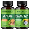 NATURO Tumeric Curcumina, Suport comun pe bază de plante, Glicinat de magneziu, 200 mg Magneziu - Gluten gratuit, Non OMG - 120 capsule
