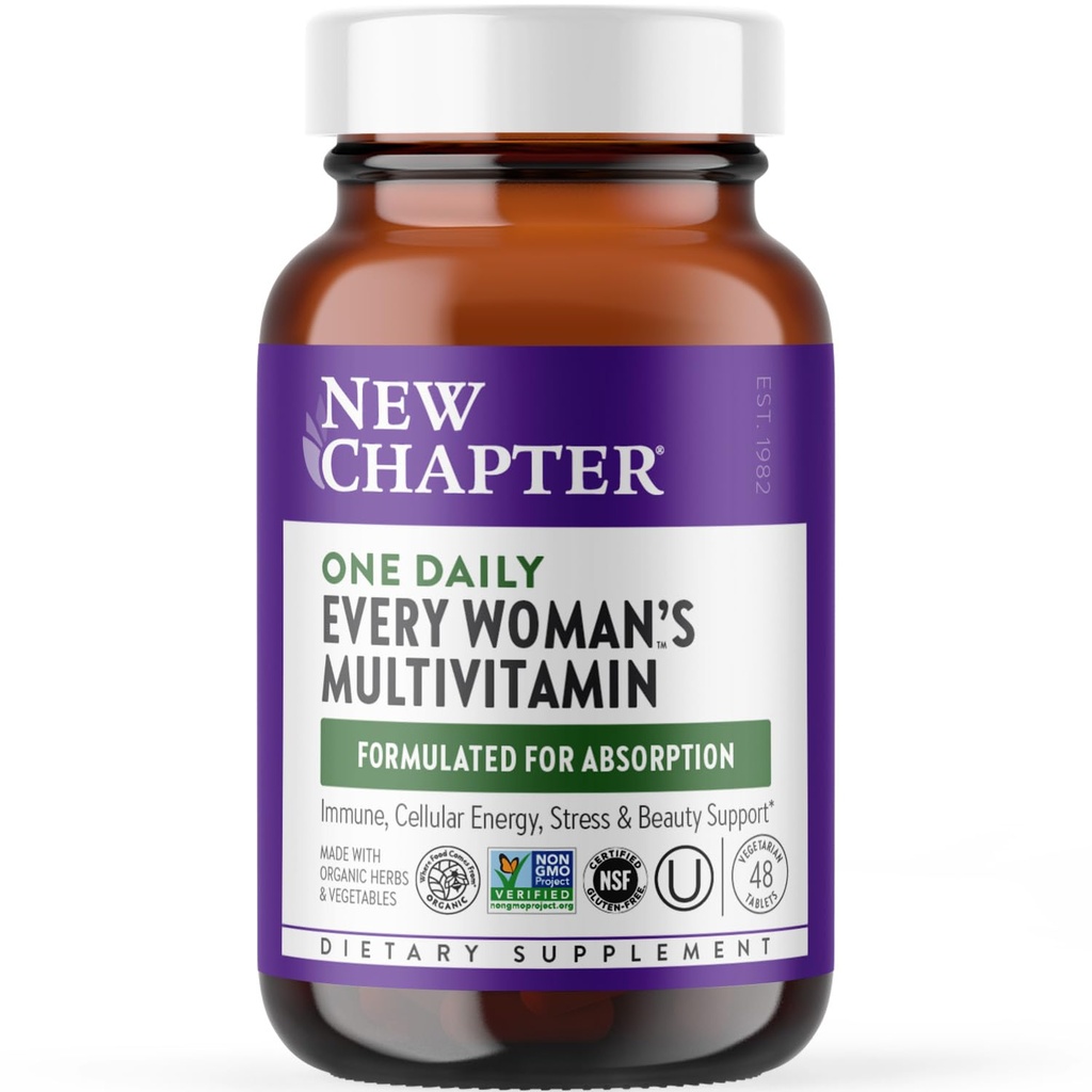 Noul capitol Femeii Multivitamine pentru Immune, Frumusete + Suport Energetic cu Nutrienti Fermentati - Fiecare femeie's One Daily, Made with Organic Legume & Herbs, Non-GMO, Gluten Free, 48 Conte