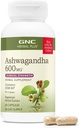 GNC Herbal Plus Ashwagandha 600mg Supliment, Clinic Putere, Vegetarian, Stres Ajutor Suport, 30 Serviri