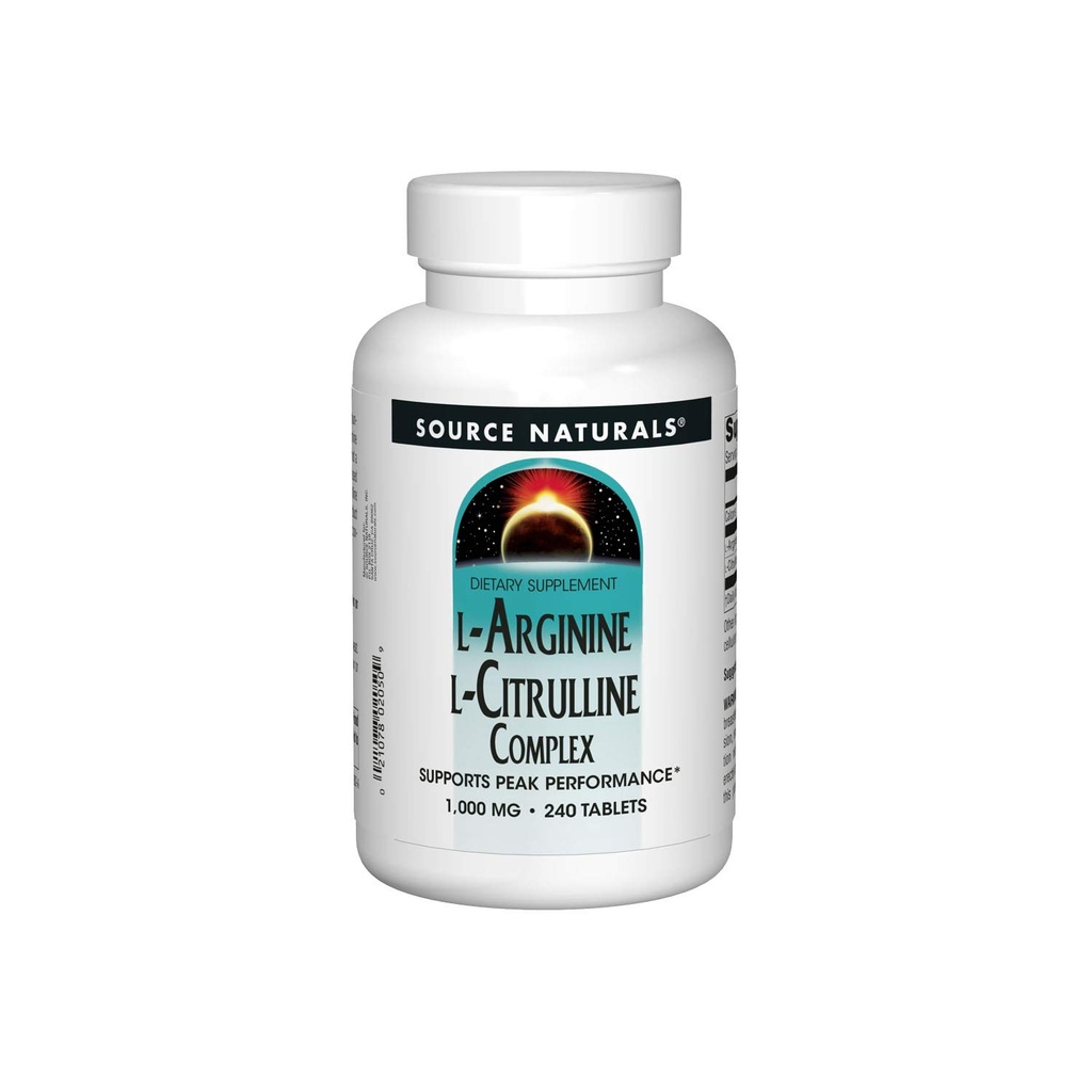 Sursa Naturals L-Arginina L-Citrulline Complex, Essential Amino Acid Supliment, suporta performanta maxima* 1000 mg - 240 comprimate
