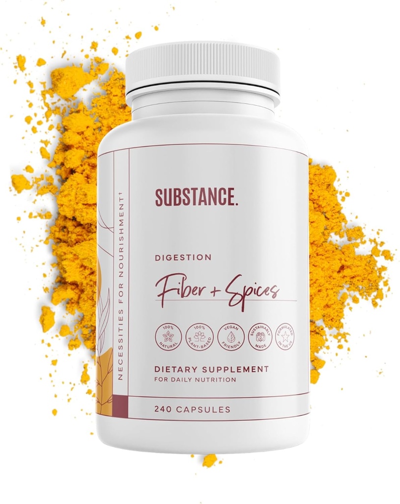 ACTIVE. - Fibră naturală & Spice pentru Digestive Wellness - Suporturi Colon Cleanse - Formulat cu Psyllium Husk, Flax Seed & Ginger - Dieta Fibra Supliment - Vegan-Friendly - 240 Capsule