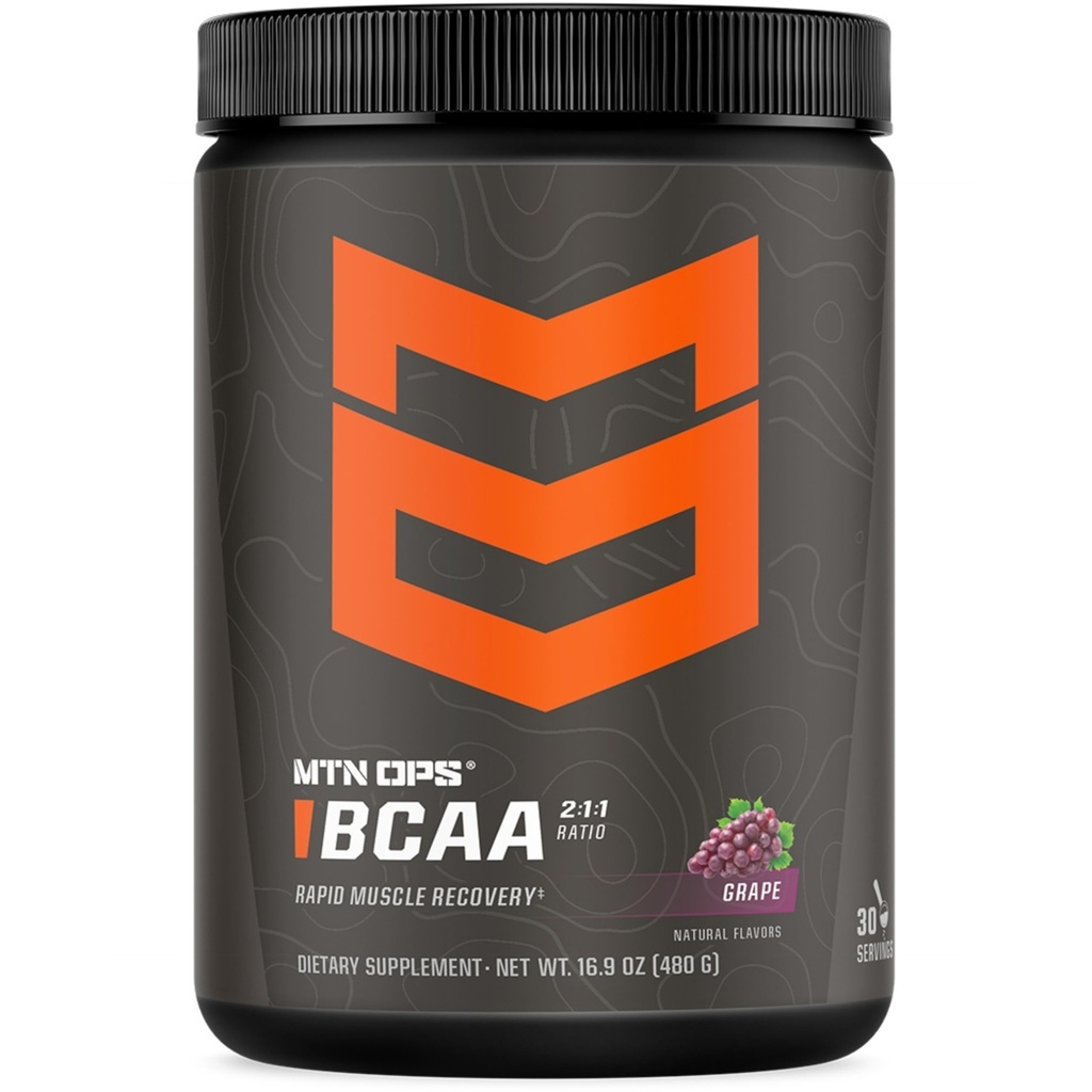 MTN OPS BCAA pulbere 2:1:1 Aminoacidi Suplimentul pulbere pentru recuperare rapidă musculare & repararea cu zero zahăr & Gluten gratuit - 30 Serviri, struguri