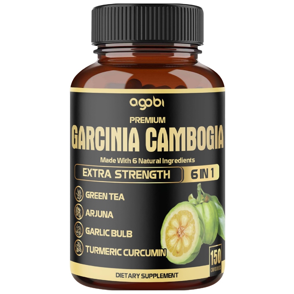 Capsule Premium Garcinia Cambogia cu ceai verde, Arjuna, Usturoi, Turmeric, Pepper Negru - Body Health & Immune Supplement - 1 pachet 150 capsule pentru 5 luni