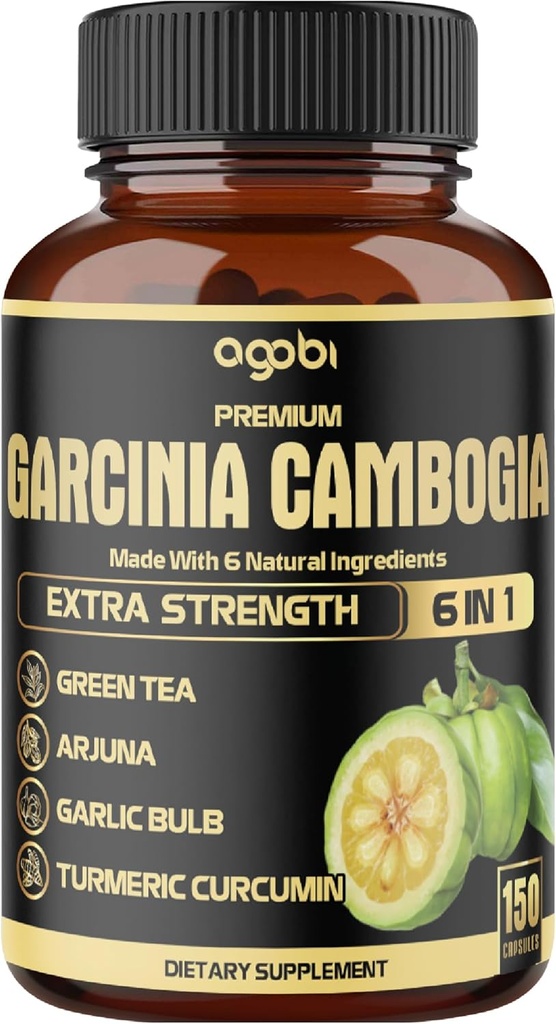 Capsule Premium Garcinia Cambogia cu ceai verde, Arjuna, Usturoi, Turmeric, Pepper Negru - Body Health & Immune Supplement - 1 pachet 150 capsule pentru 5 luni