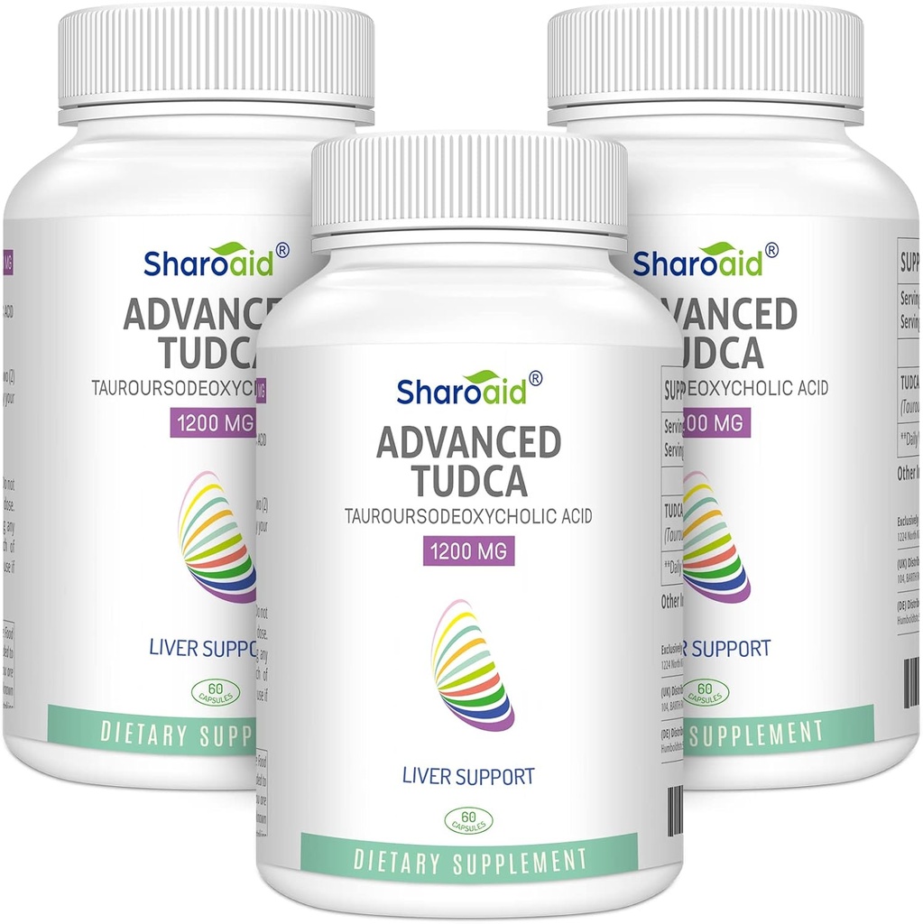TUDCA de suport hepatic Suplimente 1200 mg-a treia parte Sari de înaltă rezistență de Formula-Bile pentru Detoxifiere Ficat Cleanse-180 Capsule Vegane pentru ficat, Kidney,Gallbladder Sănătate