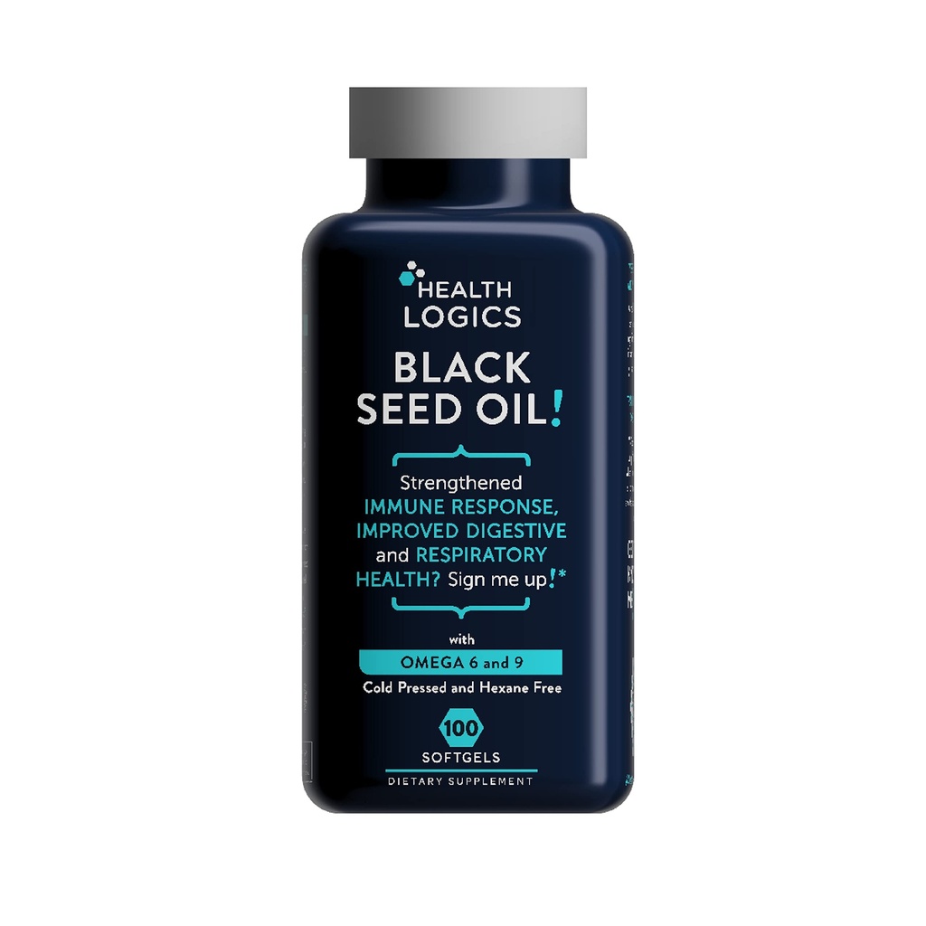 Logica sanatatii Ulei de seminte negru, presat la rece, bogata sursa de acid gras esential Omega 6 & 9 de la Nigella Sativa (100 capsule Gel Soft)
